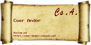 Cser Andor névjegykártya