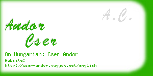 andor cser business card